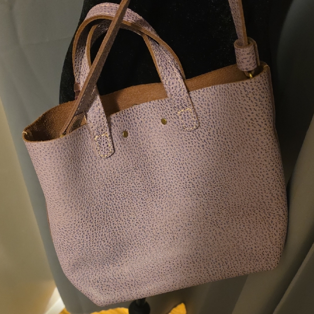 🦄PLG Purple Pebble Textured Tote Bag- LILAC And Plum Tassel Charm - Picture 2 of 3